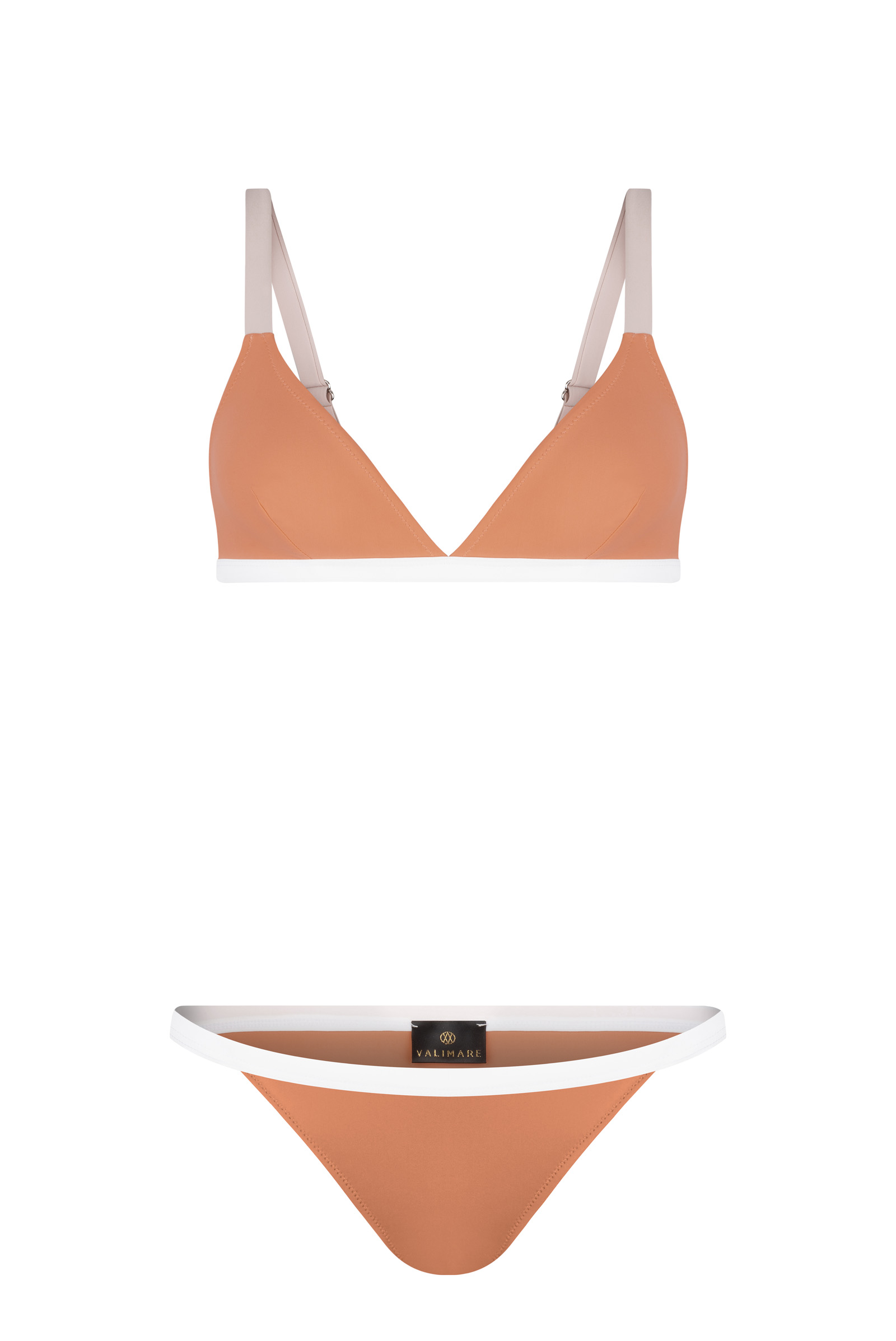 Designer swimwear | Colour block bikini salmon orange