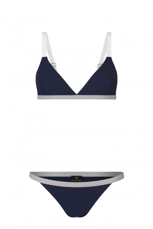 Luxury Swimwear | Colour block bikini navy blue