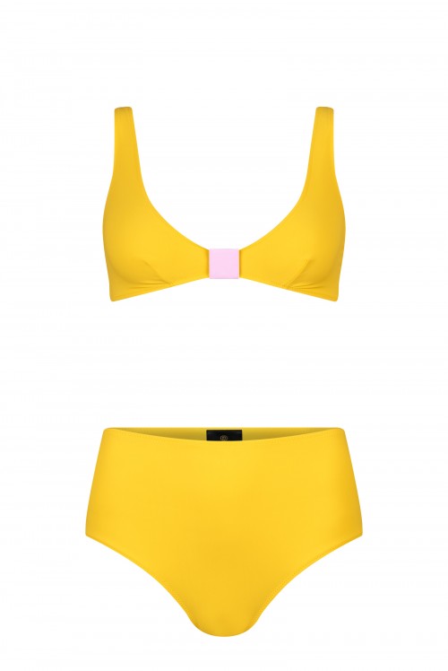 Designer swimwear | Bow style shoulder strap bikini Yellow