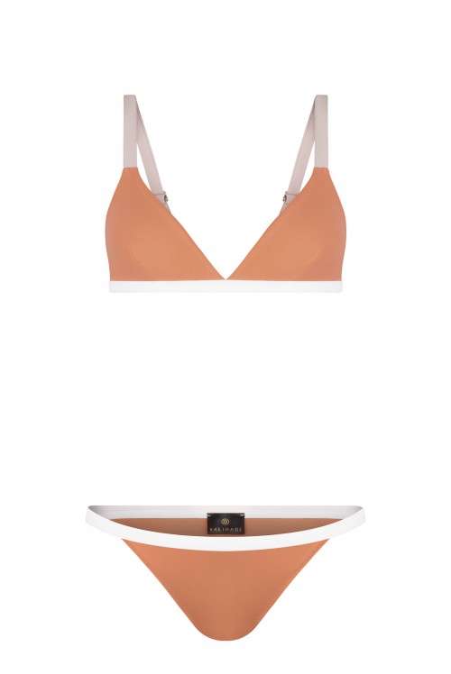 Designer swimwear | Colour block bikini salmon orange